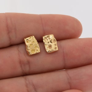 18K Yellow Gold Textured Earring Studs, Sea Urchin Earring Studs, Gold Earring Studs, Textured Stud Earrings, Sea Inspired Earring Studs image 4