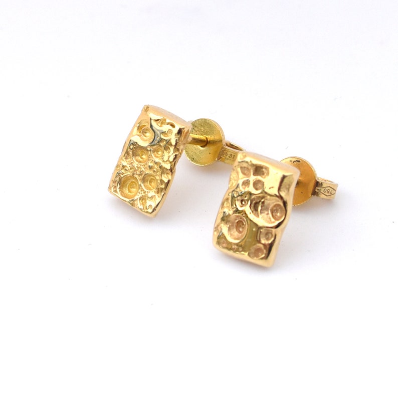 18K Yellow Gold Textured Earring Studs, Sea Urchin Earring Studs, Gold Earring Studs, Textured Stud Earrings, Sea Inspired Earring Studs image 3