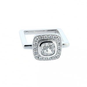Platinum Halo Engagement Ring, 1 Carat Halo Engagement Ring, Square Halo Diamond Ring, Diamond Square Halo Ring