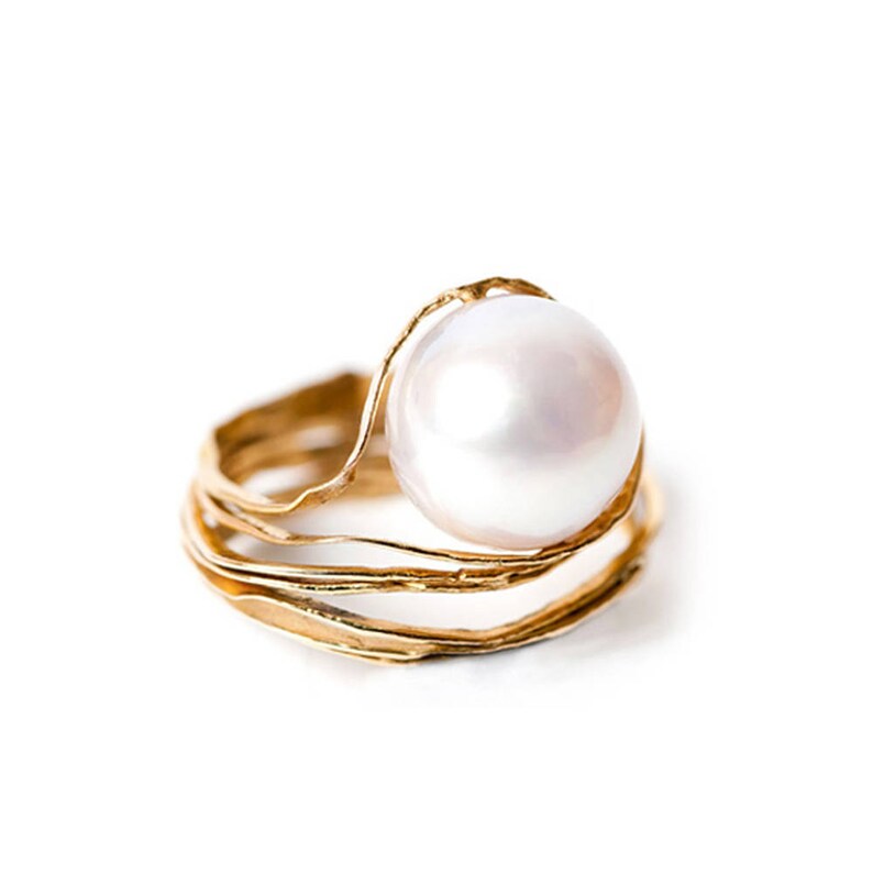 Oyster Pearl Ring Pearl Statement Ring Freshwater Pearl Etsy