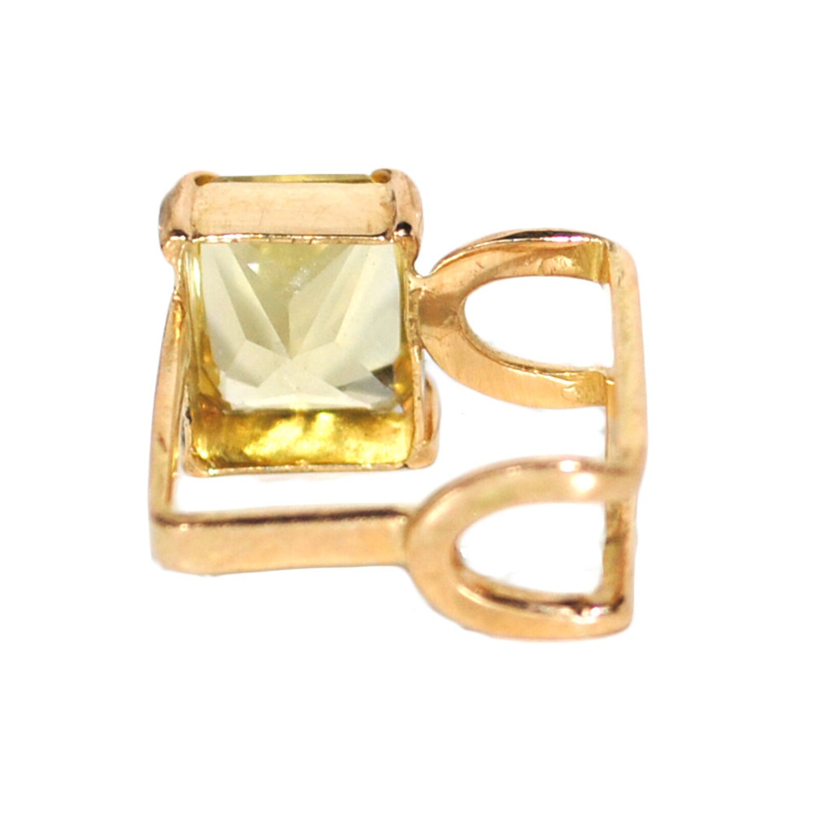 Lemon Quartz Cocktail Ring, 18k Yellow Gold Square Shape Ring, Unique