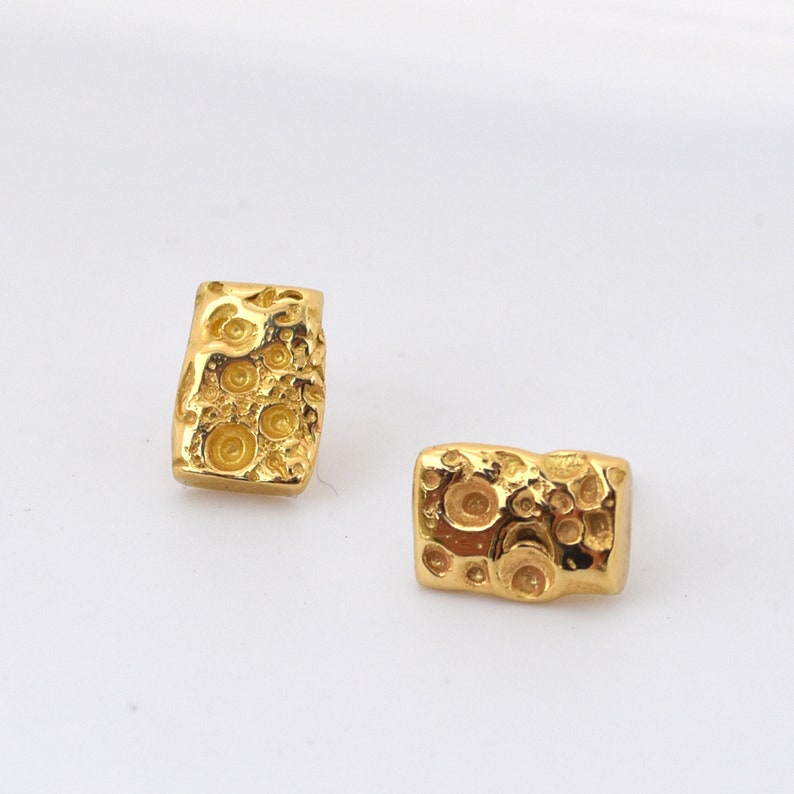 18K Yellow Gold Textured Earring Studs, Sea Urchin Earring Studs, Gold Earring Studs, Textured Stud Earrings, Sea Inspired Earring Studs image 10