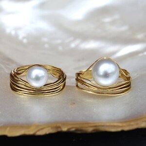 South Sea Australian Pearl Oyster Ring, 18K Yellow Gold, Anniversary Ring, Contemporary Pearl ring image 4