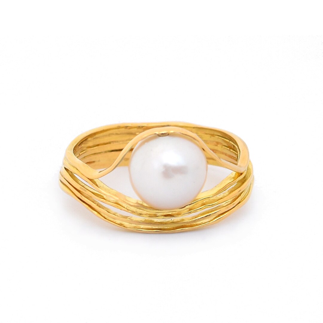 Oyster Pearl Ring Pearl Statement Ring Freshwater Pearl Etsy