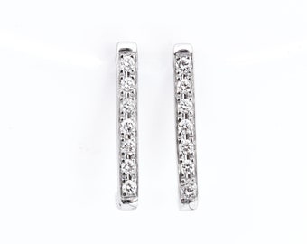 Pave Diamond Earring Bars, Medium Bar Diamond Studs,Diamond Earrings,Vertical Bar Earrings, Eternity Earrings Bar Studs,Pave Diamond Bars