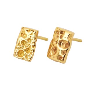 18K Yellow Gold Textured Earring Studs, Sea Urchin Earring Studs, Gold Earring Studs, Textured Stud Earrings, Sea Inspired Earring Studs image 5