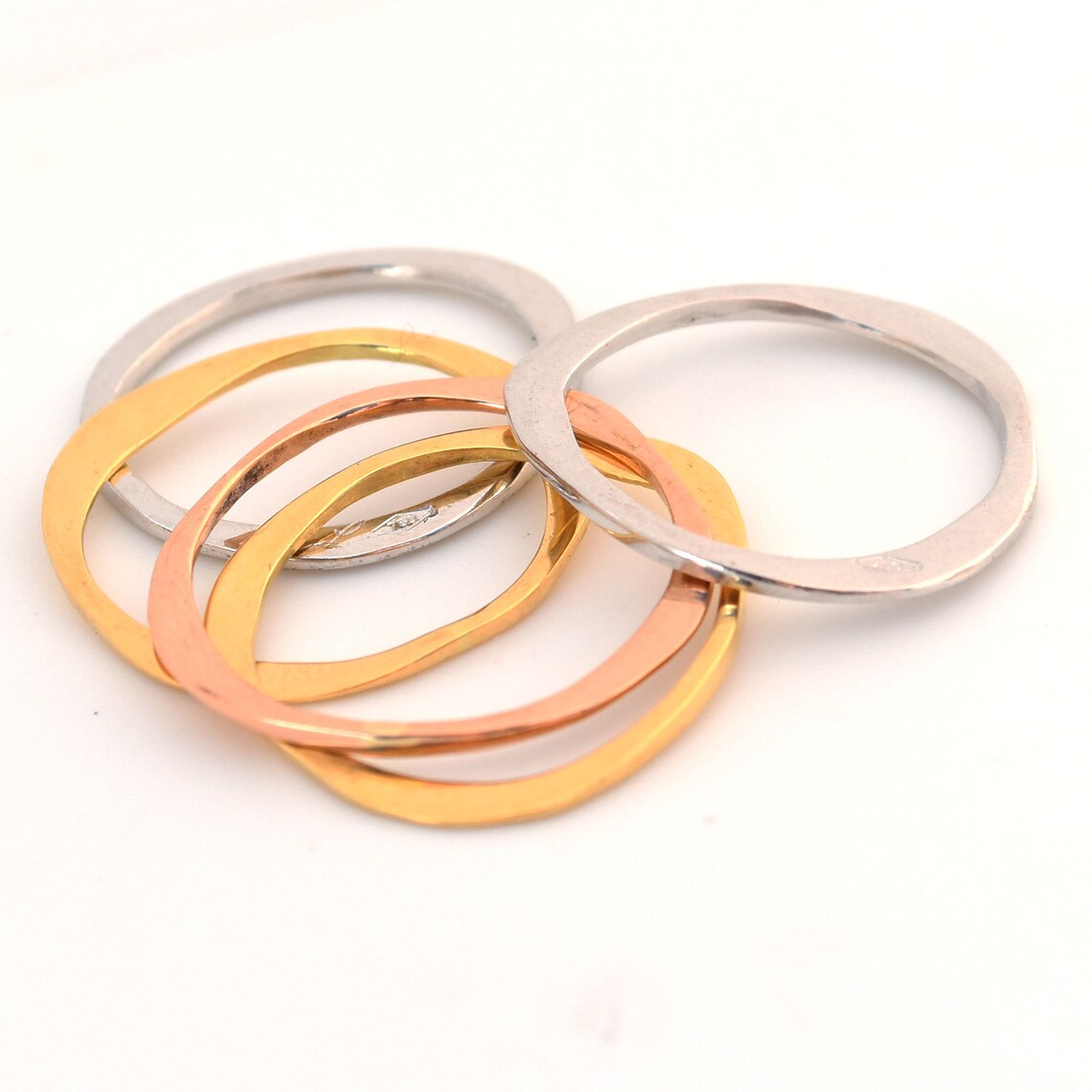 Tri Colour Gold Stacking Rings Set Unique Stacking Gold Etsy