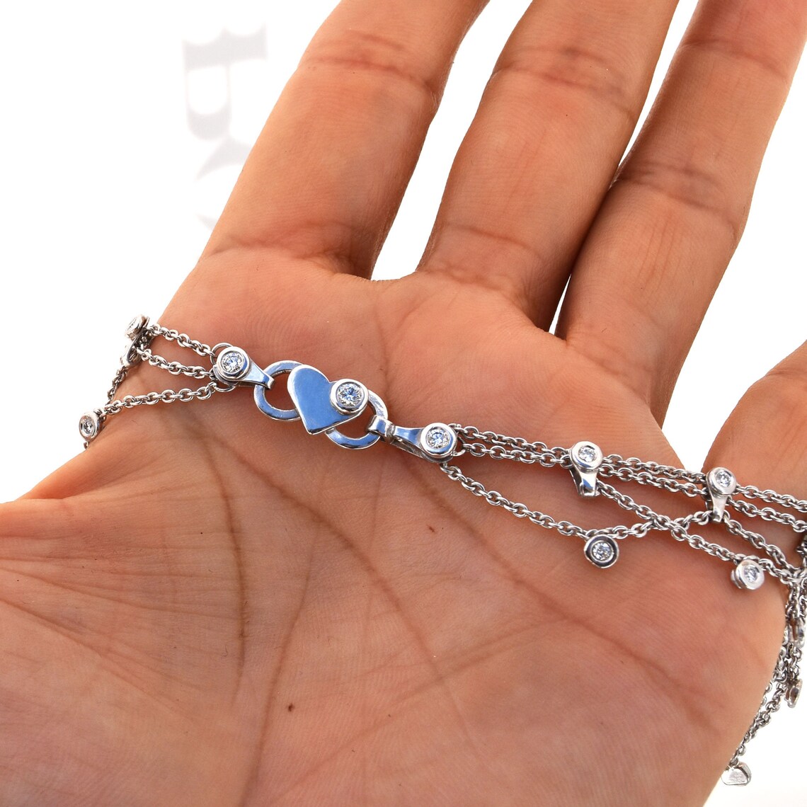 Diamond Dangle Anklet Bracelet in 18K White Gold Stunning Etsy