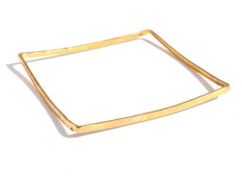 18K Gelbgold Quadrat Armreif, Gold Quadrat Armreif, Gehämmert Textur Gold Quadrat Armreif, Gold Armreif