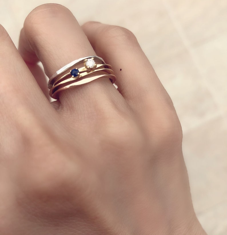 Tri Colour Gold Stacking Rings Set Unique Stacking Gold Etsy