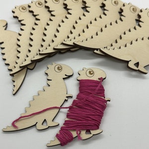 Wooden Bobbins - Dinosaur Floss Organization - Embroidery, Cross Stitch, Needlepoint - Sewing Storage