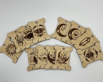 Wooden Bobbins - Celestial Floss Organization - Embroidery, Cross Stitch, Needlepoint - Sewing Storage