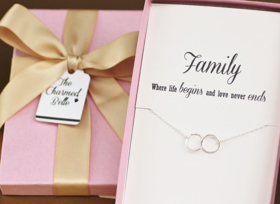 Circle Necklace Gift Necklace Family Linked Rings Sister Etsy