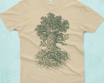 Tree Shirt , Gnarled Tree Tshirt , Men's Graphic Tee , Tree of Life , Scatterbrain Tees , Cool Gifts, shirt, trees, men man, gnarled tree