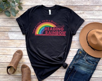 Reading Rainbow Shirt, Retro Librarian Shirt, Teacher Appreciation Shirt, Retro Comfort Rainbow School Shirt, Book Lover Gift, Bookworm Tee