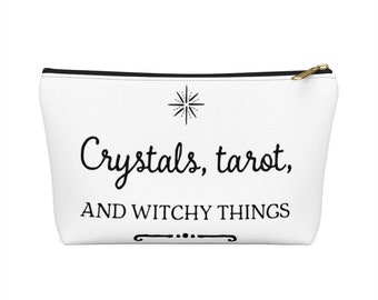 Crystals, Tarot, and Witchy Things Accessory Pouch | Wide T-bottom Crystal Tarot Bag