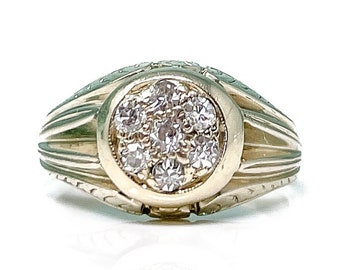 Vintage Mens Diamond Ring in 14k White Gold, Art Deco Jewelry from the 1920s - Timeless, Sustainable, @JewelryOnRepeat