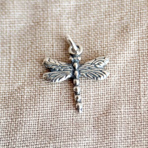 Colgante de libélula en plata de ley maciza. Joya personalizada con dijes de insectos. Atemporal y sostenible. @JewelryOnRepeat