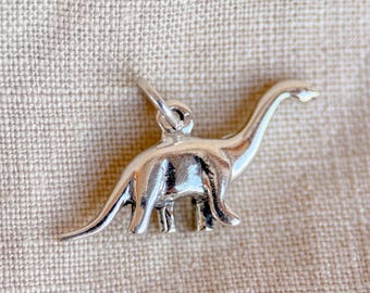 Sterling Silver Brontosaurus Charm Pendant, Dinosaur Minimalist Jewelry, Gift for Her