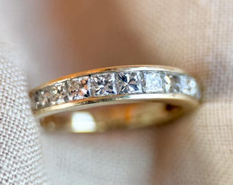 RESERVED - Vintage 14k Gold Channel Set Diamond Wedding Band – Minimalist Stacking Ring, Payment 6/9