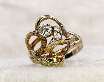 Vintage Diamond Engagement Ring in 14k Gold, Antique Jewelry from the 1970s - Timeless, Sustainable, @JewelryOnRepeat