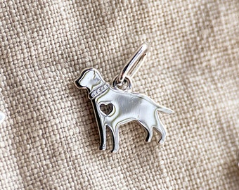 Sterling Silver Dog Charm Pendant, Pet Themed Minimalist Jewelry, Gift for Her
