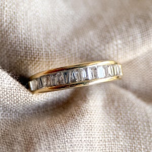 Vintage Baguette Diamond Channel Set Wedding Band – 14k Gold, 1990s