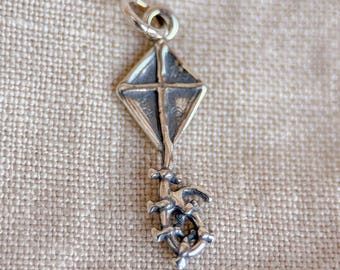 Sterling Silver Kite Charm Pendant, Outdoor Themed Minimalist Jewelry, Gift for Her