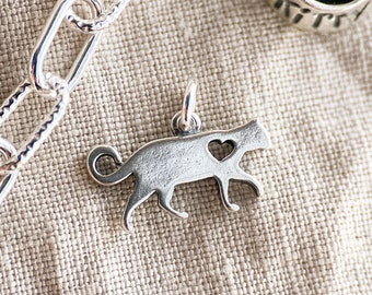 Kitty Cat Pendant in Solid Sterling Silver, Cat Lover Animal Themed Fine Jewelry Charms - Timeless, Sustainable, @JewelryOnRepeat