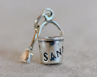 Sterling Silver Sand Bucket Charm Pendant, Beach Jewelry, Summer Charm, Childhood Nostalgia Gift
