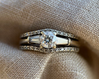 Vintage Diamond Bridal Set in 14k White Gold, Vintage Jewelry from the 1990s - Timeless, Sustainable, @JewelryOnRepeat