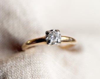 Vintage 1950s Diamond Solitaire Engagement Ring in 14k Gold - Timeless Sustainability • Vintage Fine Jewelry