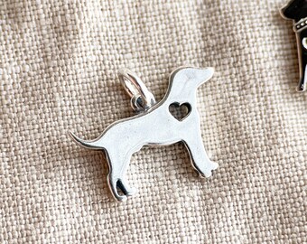 Sterling Silver Dog Charm Pendant, Pet Themed Minimalist Jewelry, Gift for Her