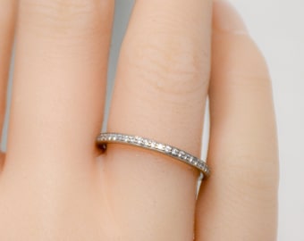Diamond Eternity Ring, 18k White Gold Ritani 1 carat Diamond Eterity Wedding Band, Anniversary Gift for Women