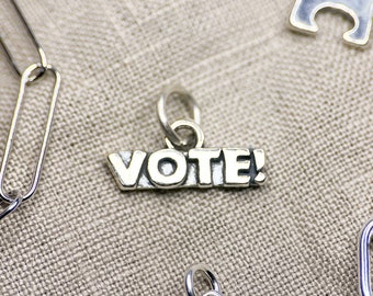 Vote! Pendant in Solid Sterling Silver, Cause, Rights, and Awareness Themed Fine Jewelry Charms - Timeless, Sustainable, @JewelryOnRepeat