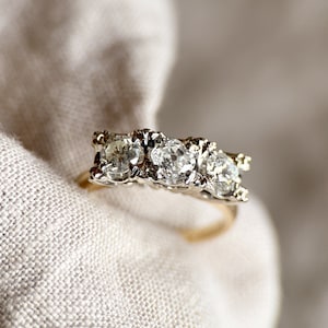 Vintage Diamond Three Stone Engagement Ring in 14k Gold, Antique Jewelry from the 1970s - Timeless, Sustainable, @JewelryOnRepeat