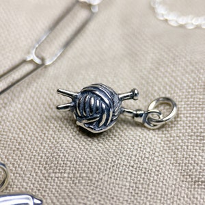 Knitting Pendant in Solid Sterling Silver, Fiber Art and Crafting Themed Fine Jewelry Charms Timeless, Sustainable, JewelryOnRepeat image 1