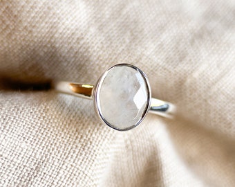 Moonstone Gemstone Ring in Sterling Silver - Timeless, Sustainable, @JewelryOnRepeat