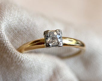 Vintage 1930s Art Deco Diamond Engagement Ring, 14k Gold - Timeless Sustainability • Vintage Fine Jewelry