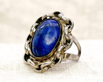 Vintage Lapis Lazuli Gemstone Ring in Sterling Silver, Retro Jewelry from the 60s, 70s, 80s, 90s - Timeless, Sustainable, @JewelryOnRepeat