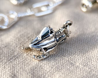 Snowmobile Pendant in Solid Sterling Silver, Motorsports Themed Fine Jewelry Charms - Timeless, Sustainable, @JewelryOnRepeat