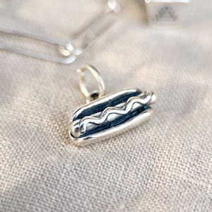 Hot Dog Pendant in Solid Sterling Silver, Miniature Food Themed Fine Jewelry Charms - Timeless, Sustainable, @JewelryOnRepeat