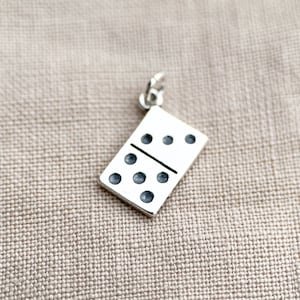 Domino Pendant in Solid Sterling Silver, Game Themed Fine Jewelry Charms Timeless, Sustainable, JewelryOnRepeat image 1