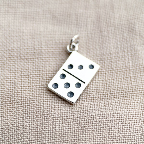 Domino Pendant in Solid Sterling Silver, Game Themed Fine Jewelry Charms - Timeless, Sustainable, @JewelryOnRepeat