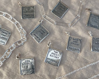 Vintage Book Pendant in Solid Sterling Silver, Classic Literature Themed Fine Jewelry Charms - Timeless, Sustainable, @JewelryOnRepeat