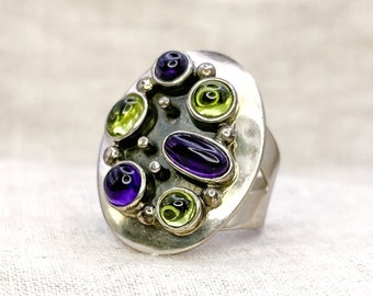 Vintage Amethyst Gemstone Ring in Sterling Silver, Retro Jewelry from the 60s, 70s, 80s, 90s - Timeless, Sustainable, @JewelryOnRepeat