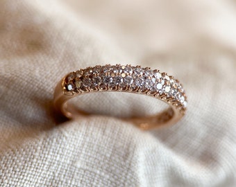 Vintage 2000s Diamond Pave Wedding Band, 14k Rose Gold - Timeless Sustainability • Vintage Fine Jewelry