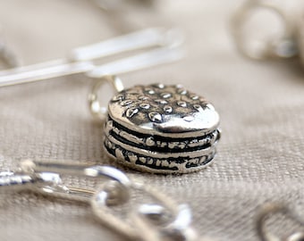 Cheeseburger Pendant in Solid Sterling Silver, Miniature Food Themed Fine Jewelry Charms - Timeless, Sustainable, @JewelryOnRepeat