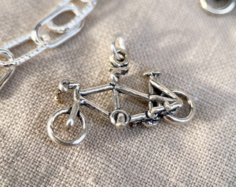 Tandem Bike Pendant in Solid Sterling Silver, Cycling Sports Themed Fine Jewelry Charms - Timeless, Sustainable, @JewelryOnRepeat