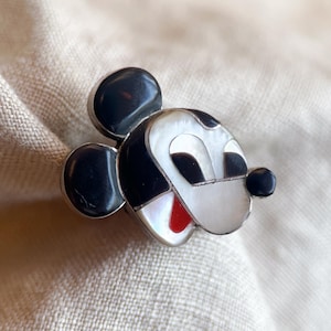 Vintage Mickey Zunitoon edelsteen muis ring - sterlingzilver retro zuidwestelijke sieraden